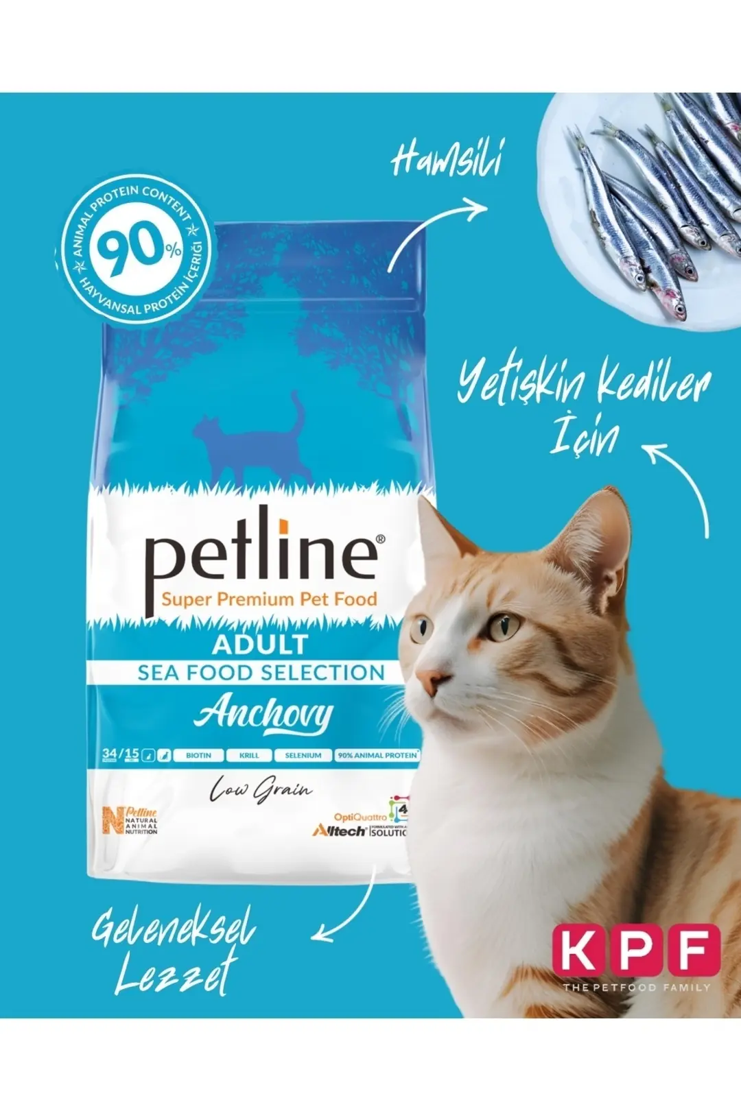Yerli Karadeniz Hamsili - Balıklı Yetişkin Kedi Maması 3kg (2X1.5KG) - Anchovy