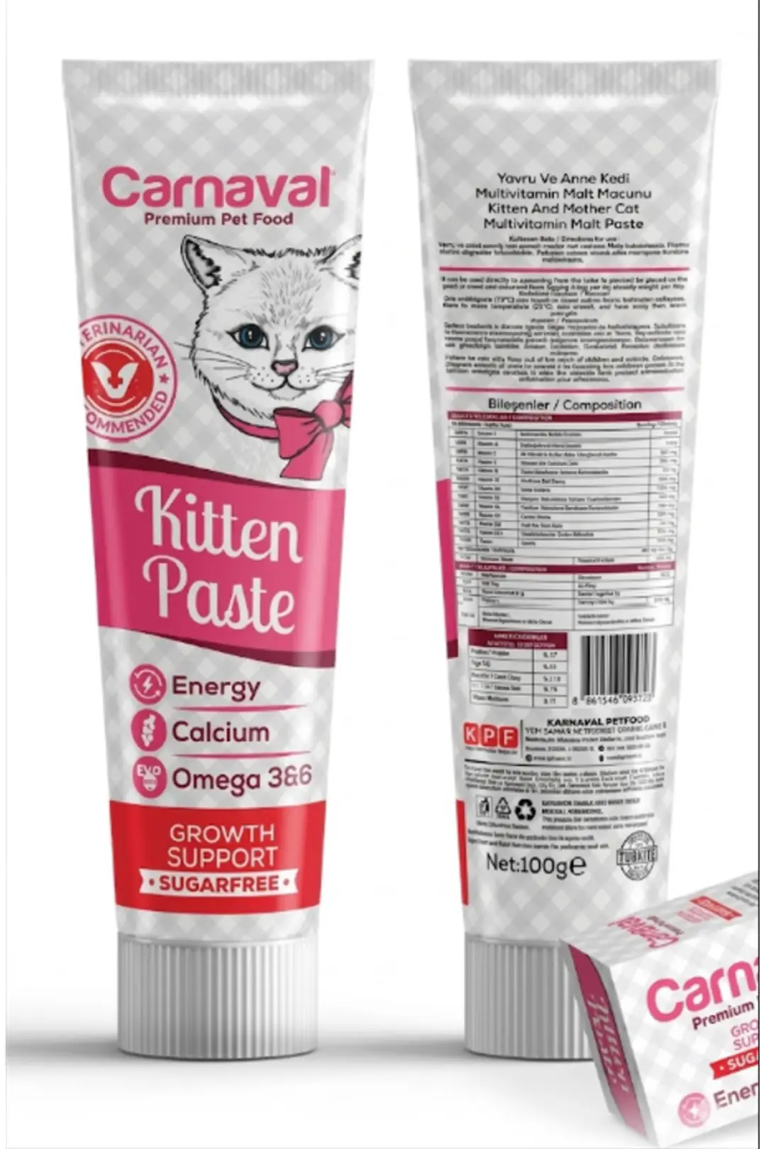Kalsiyum ve Omega Deposu Kitten Paste Macun