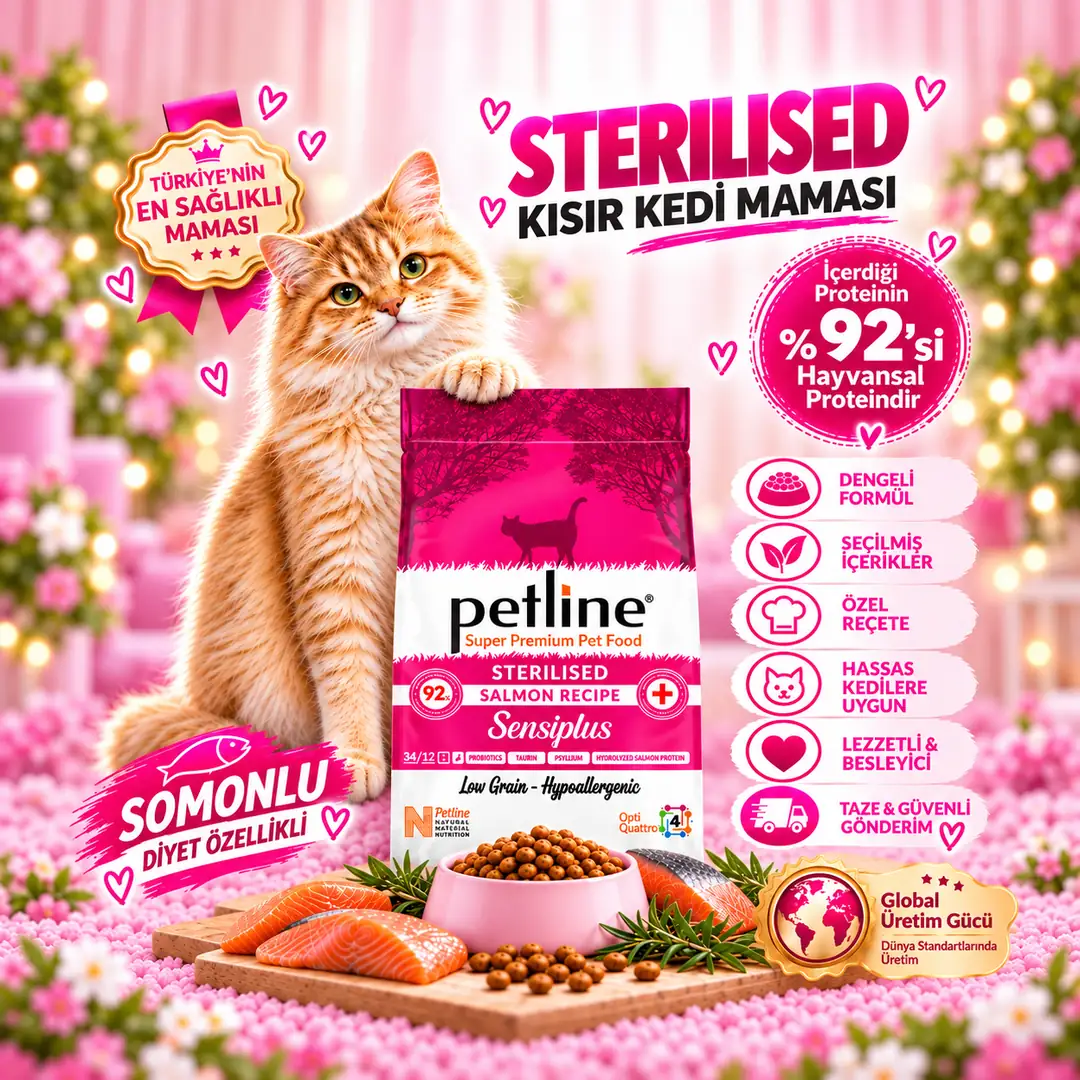 Kısırlaştırılmış Somonlu Yetişkin Kedi Maması 20kg (2 X 10KG) - Sensıplus