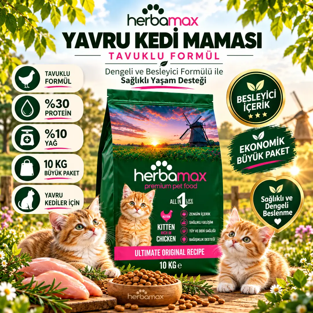 Gelişim Destekleyici Etkisi Ile Tavuklu Yavru Kedi Maması 10kg