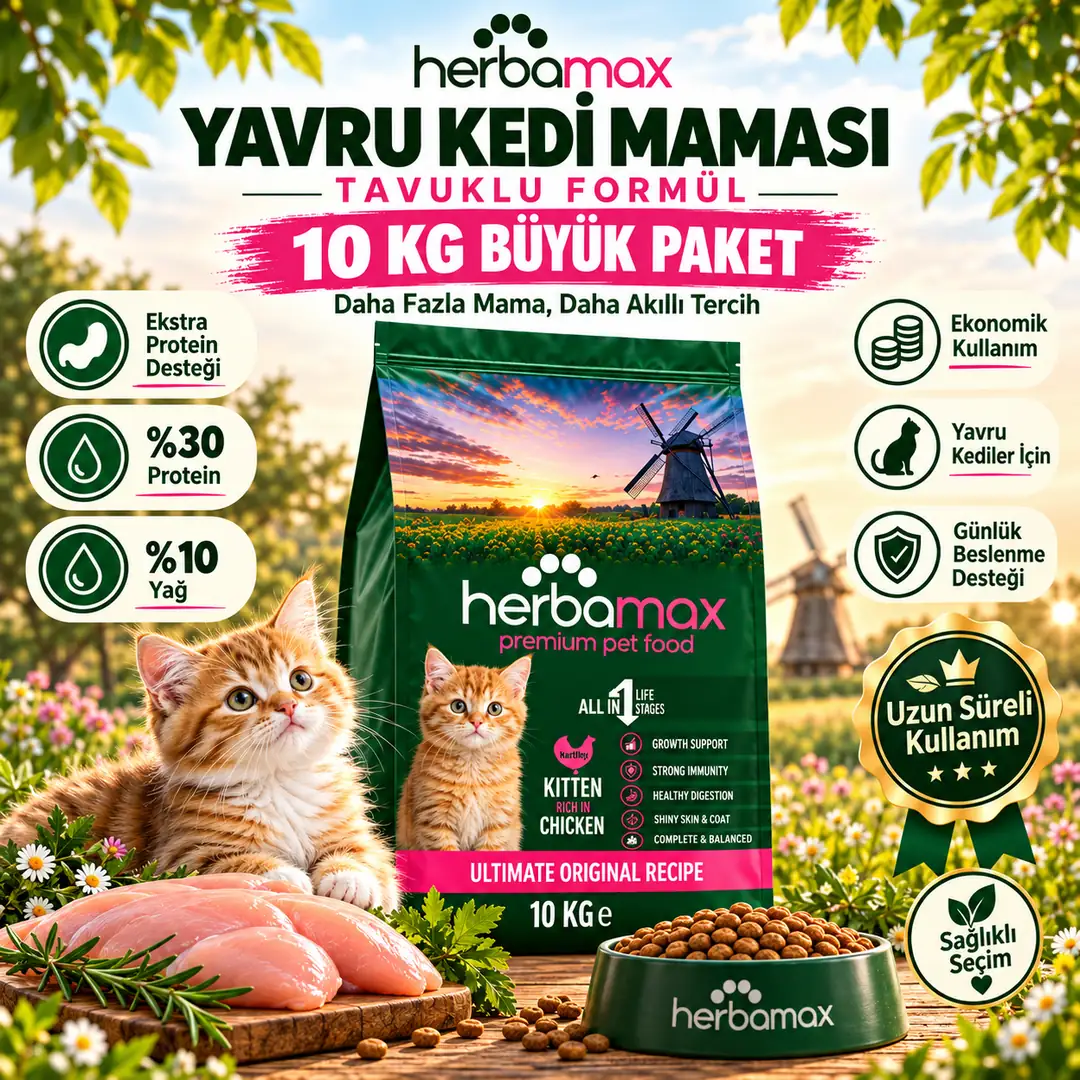 Gelişim Destekleyici Etkisi Ile Tavuklu Yavru Kedi Maması 10kg