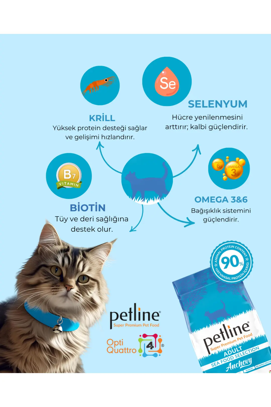 Yerli Karadeniz Hamsili - Balıklı Yetişkin Kedi Maması 3kg (2X1.5KG) - Anchovy