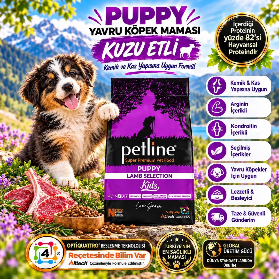 Kemik Ve Kas Gelişimini Destekleyici- Kuzu Etli Yavru Köpek Maması 6 Kg (3KGX2) - Kids