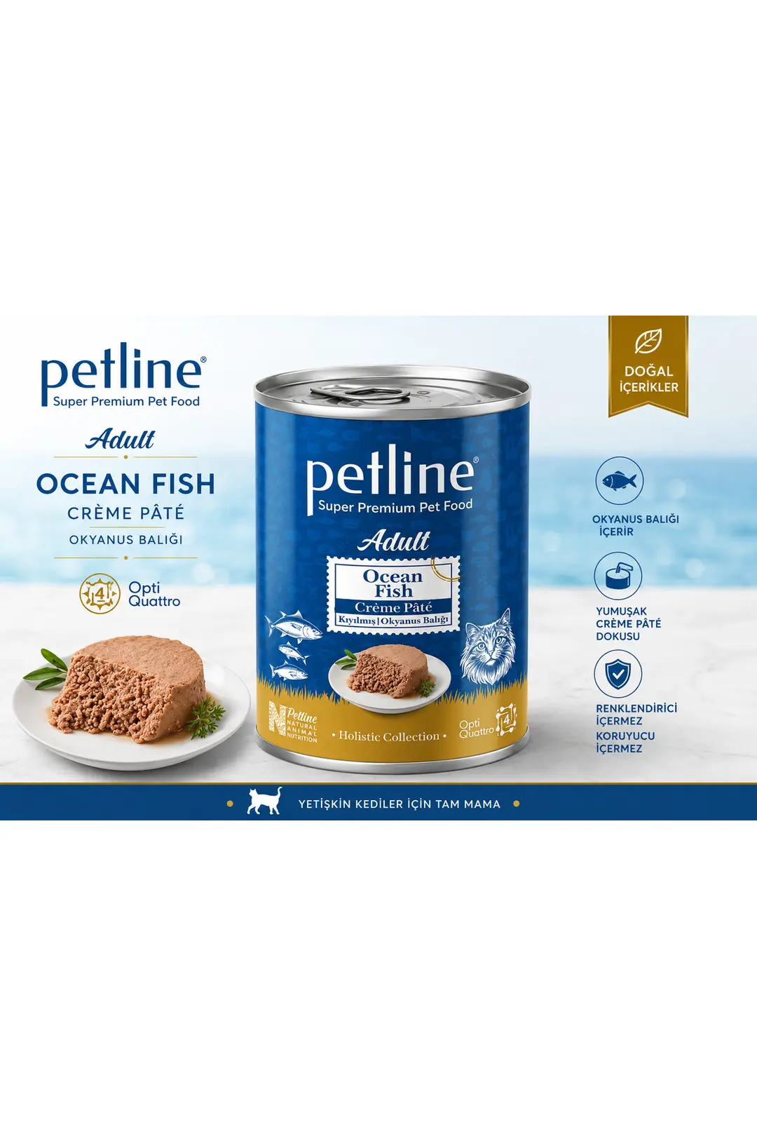 Gold Opti Quattro Nutrition™ Adult Ocean Fish Crème Pâté Okyanus Balıklı Kedi Konservesi 395 Gr