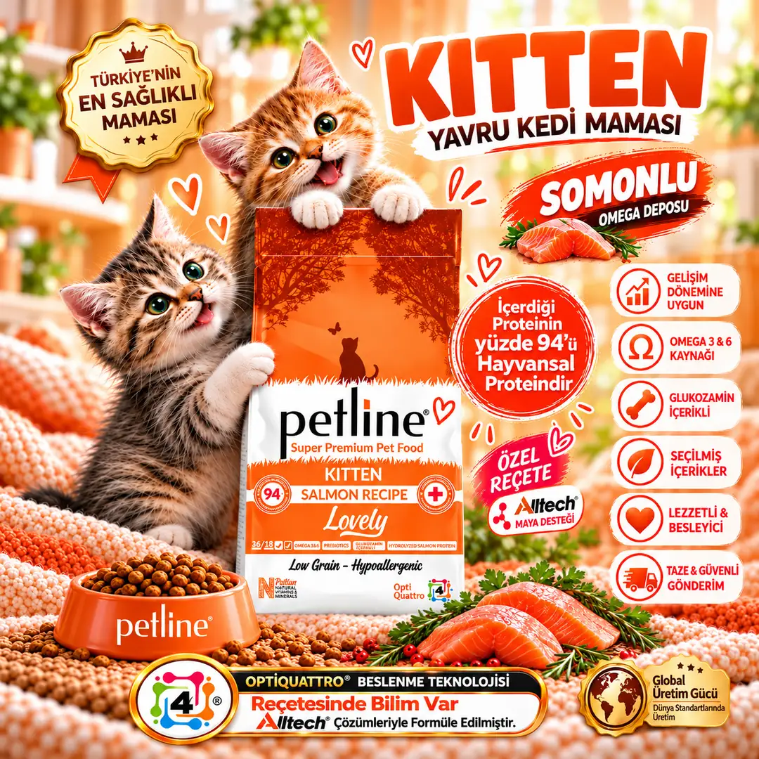 Omega 3&6 Deposu, Glukosaminli, Probiyotikli Yavru ve Yetişkin Kedi Maması 20kg - Lovely