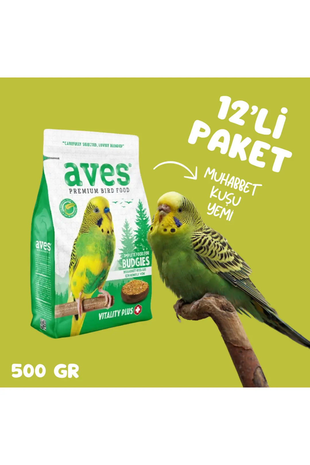 Premium Muhabbet Kuşu Yemi 500gr 12Li