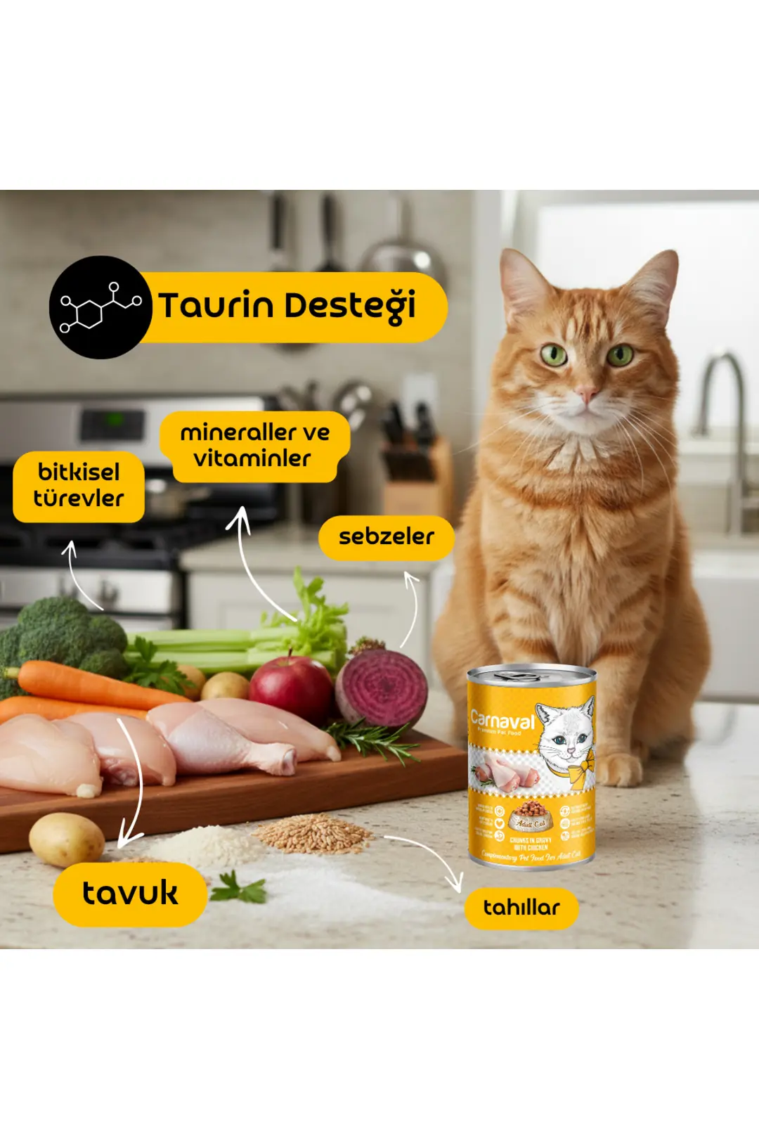 Kaliteli Yaş Mama 48 Adet Yetişkin Kedi Konservesi - Tavuklu 400 gr