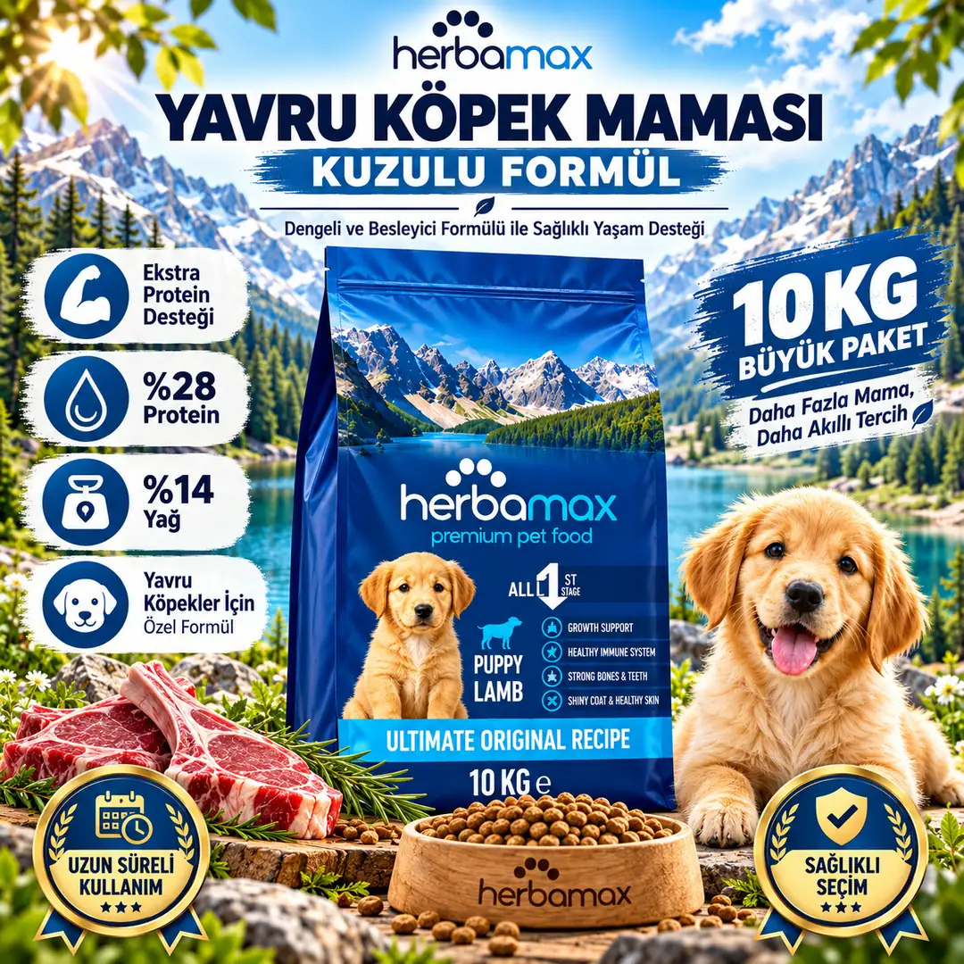 Yüksek Hayvansal Protein Sayesinde Gelişim Destekleyici - Kuzu Etli Yavru Köpek Maması 10kg