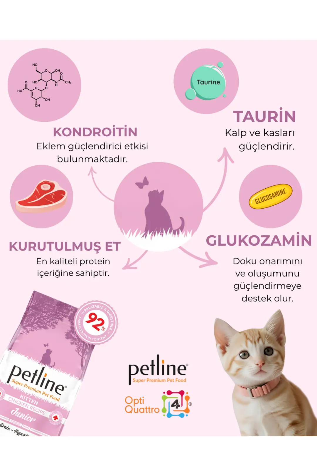 Kondroitin Ve Taurin Destekli Tavuklu Yavru Kedi Maması 3kg ( 2 X 1,5kg ) - Junior Kitten