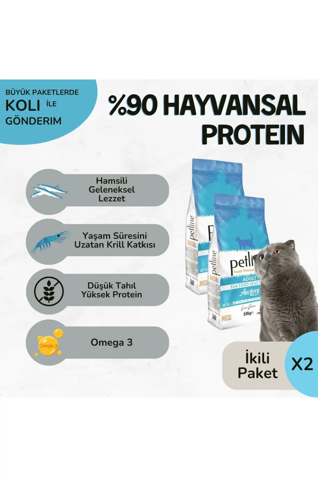 Hamsili Yetişkin Kedi Maması 20kg (2X10KG)