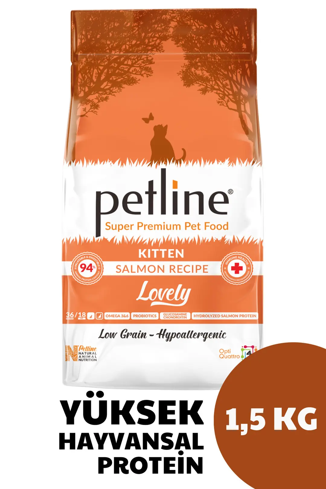 Omega 3&6 Deposu, Glukosaminli, Probiyotikli Yavru ve Yetişkin Kedi Maması 1,5kg - Lovely