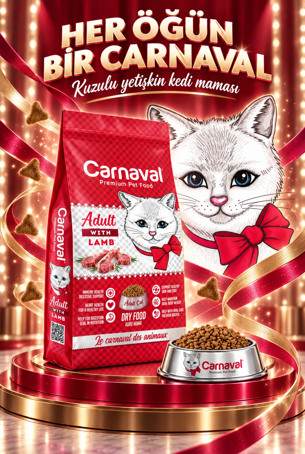 Ürün görseli: Kemik ve Kas Gelişimi Destekleyici Kuzu Etli Yetişkin Kedi Maması 15kg