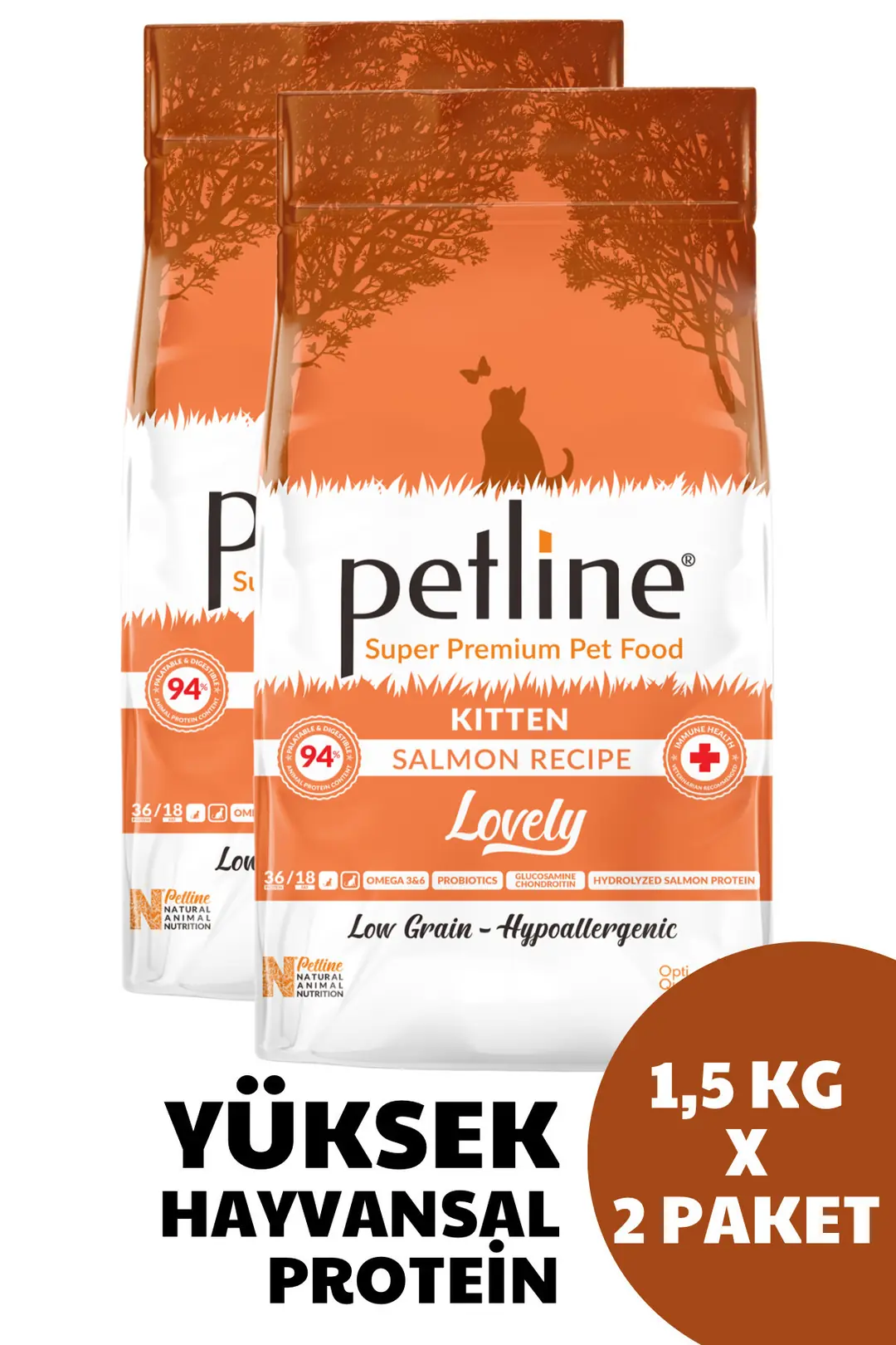 Omega 3&6 Deposu, Glukosaminli, Probiyotikli Yavru Kedi Maması 3kg ( 2 X 1,5kg ) - Lovely