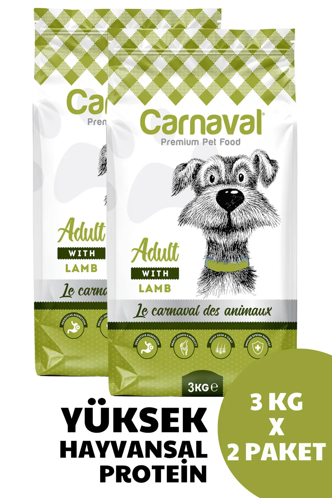 Kuzu Etli Ve Pirinçli Yetişkin Köpek Maması 6kg (2X3KG)