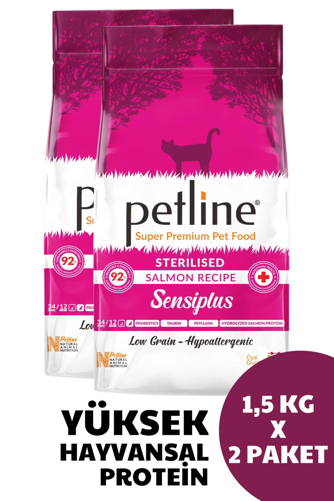 Kilo Almasını Engelleyici Diyet Özellikli Somonlu Yetişkin Kedi Maması 3kg (2 X 1.5KG) - Sensiplus