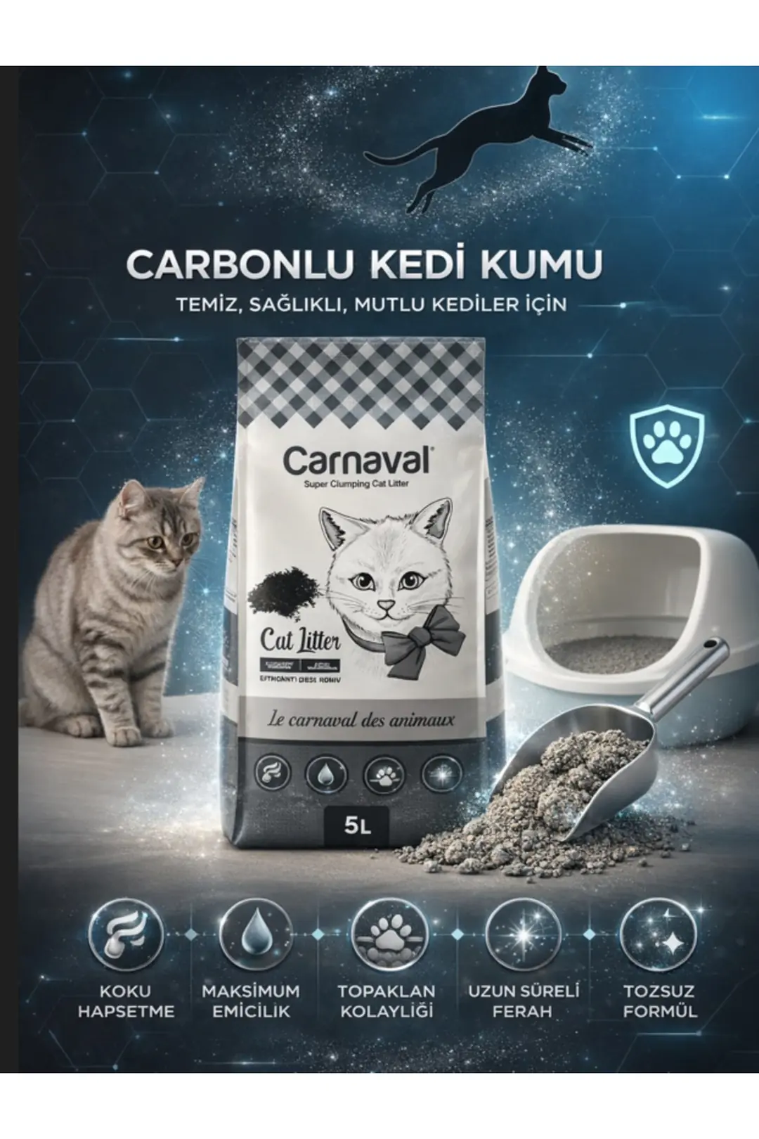 Kedi Kumu Carbonlı 5 LT 4 Adet Toplam 20 LT