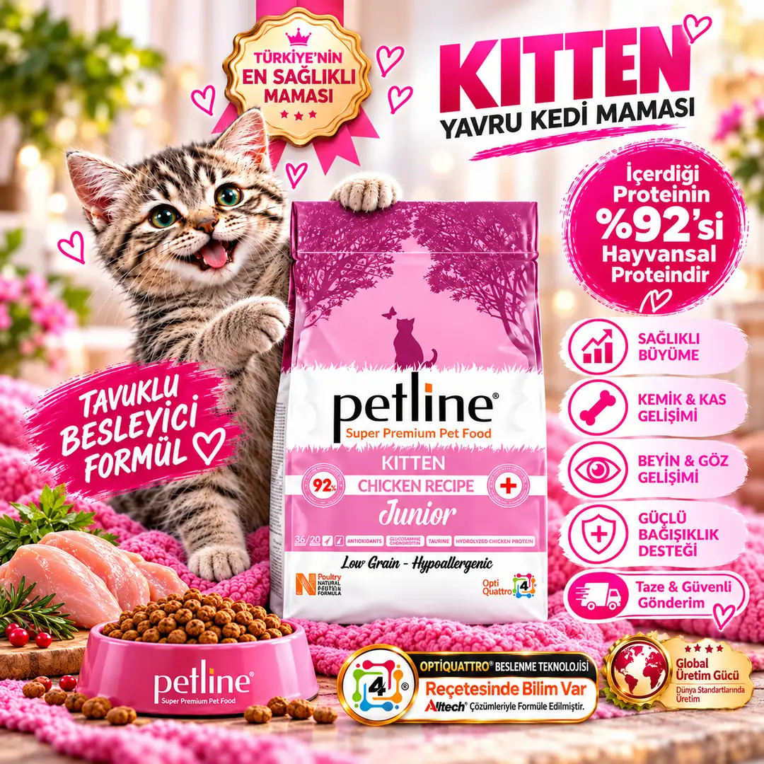 Kondroitin Ve Taurin Destekli Tavuklu Yavru Kedi Maması 3kg ( 2 X 1,5kg ) - Junior Kitten