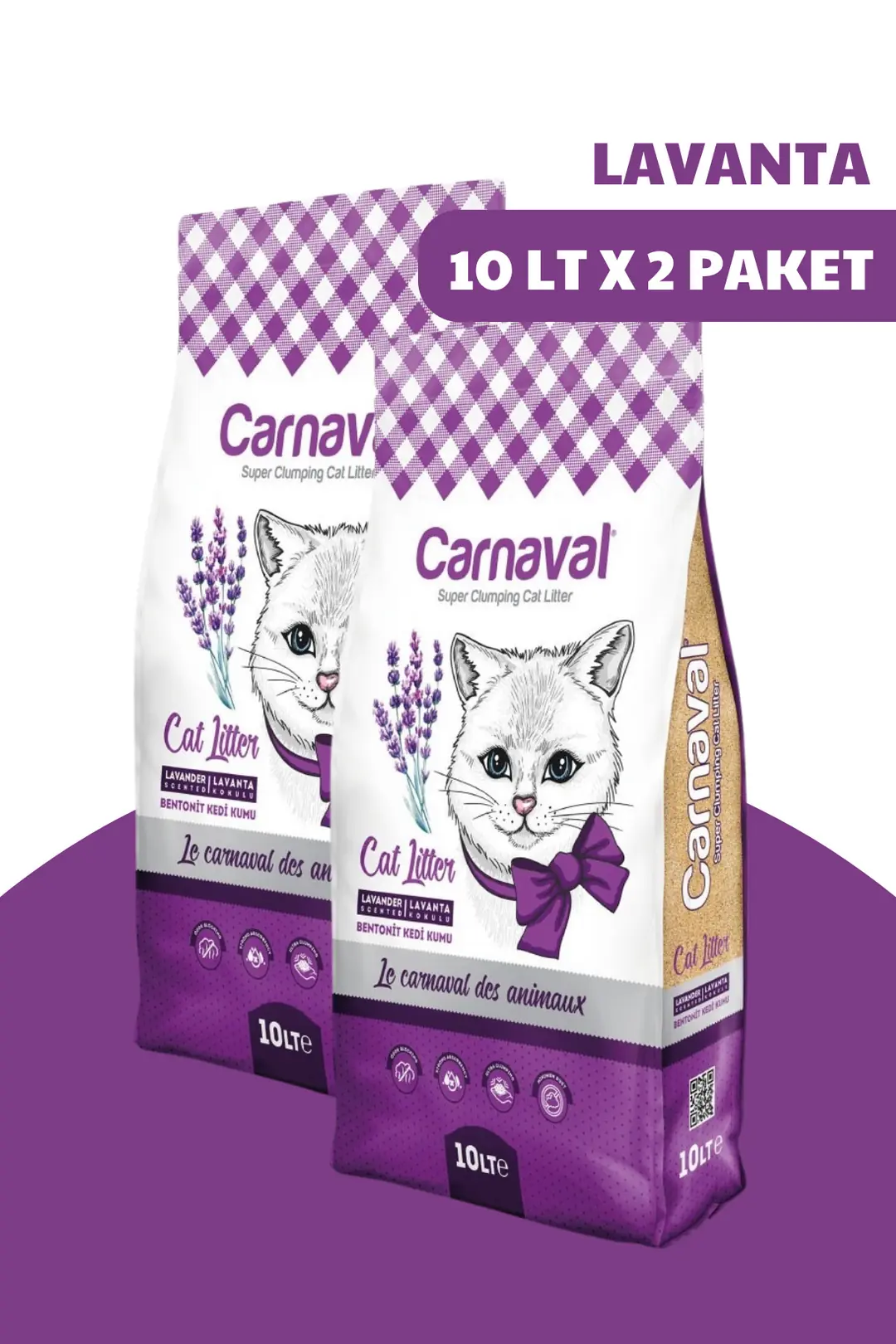 Bentonit Kedi Kumu 10 Lt Lavanta x 2 li paket Toplam 20 Litre