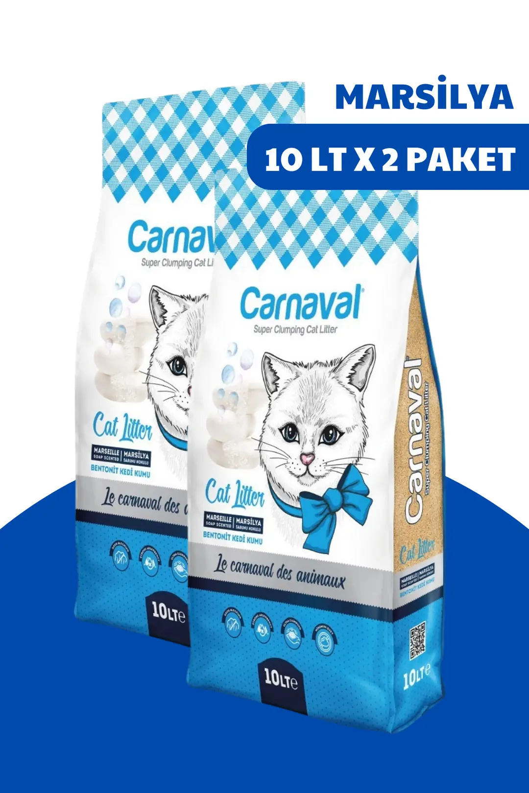 Bentonit Kedi Kumu 10 Lt Marsilya x 2 li paket Toplam 20 Litre
