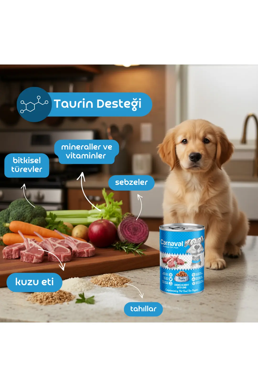 Kaliteli Yaş Mama 48 Adet Yavru Köpek Konservesi - Kuzu Etli 400 gr