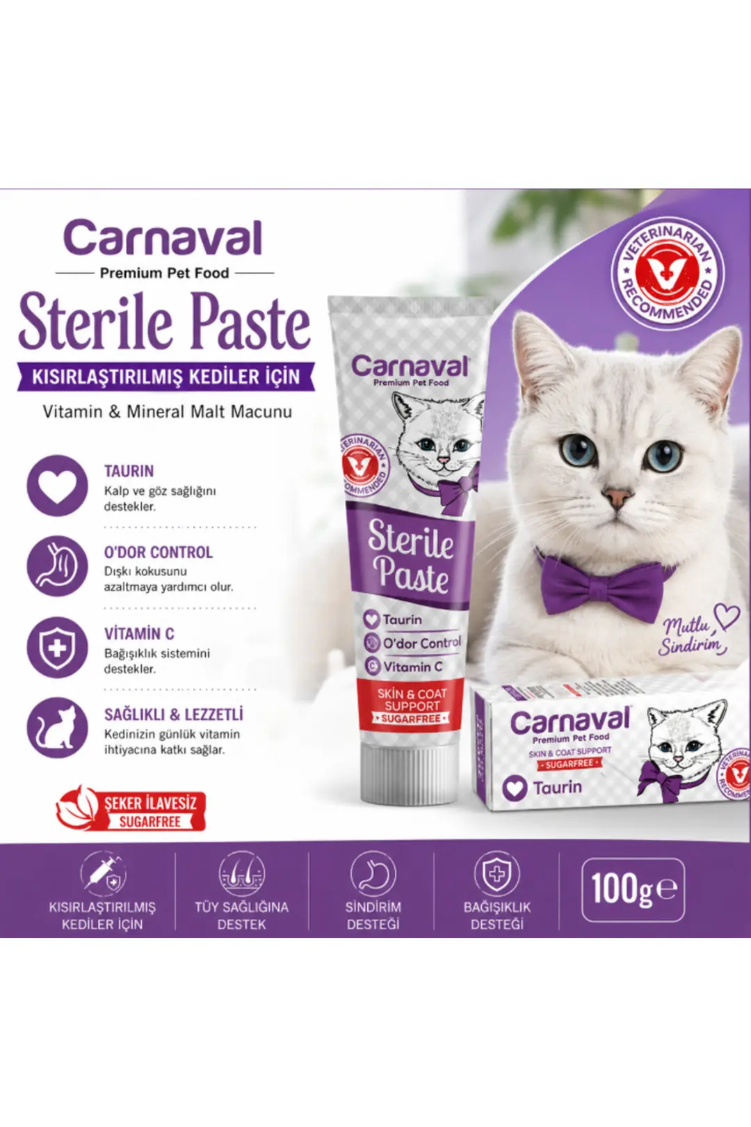 Taurin Katkılı Steril Paste Kedi Macunu