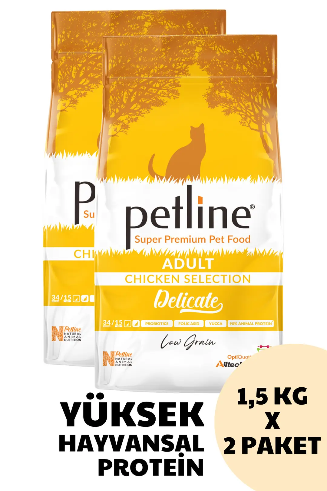 Yüksek Proteinli Ve Dengeli Beslenme Sağlayan Tavuklu Kedi Maması 3kg (2 X 1.5KG) - Delicate