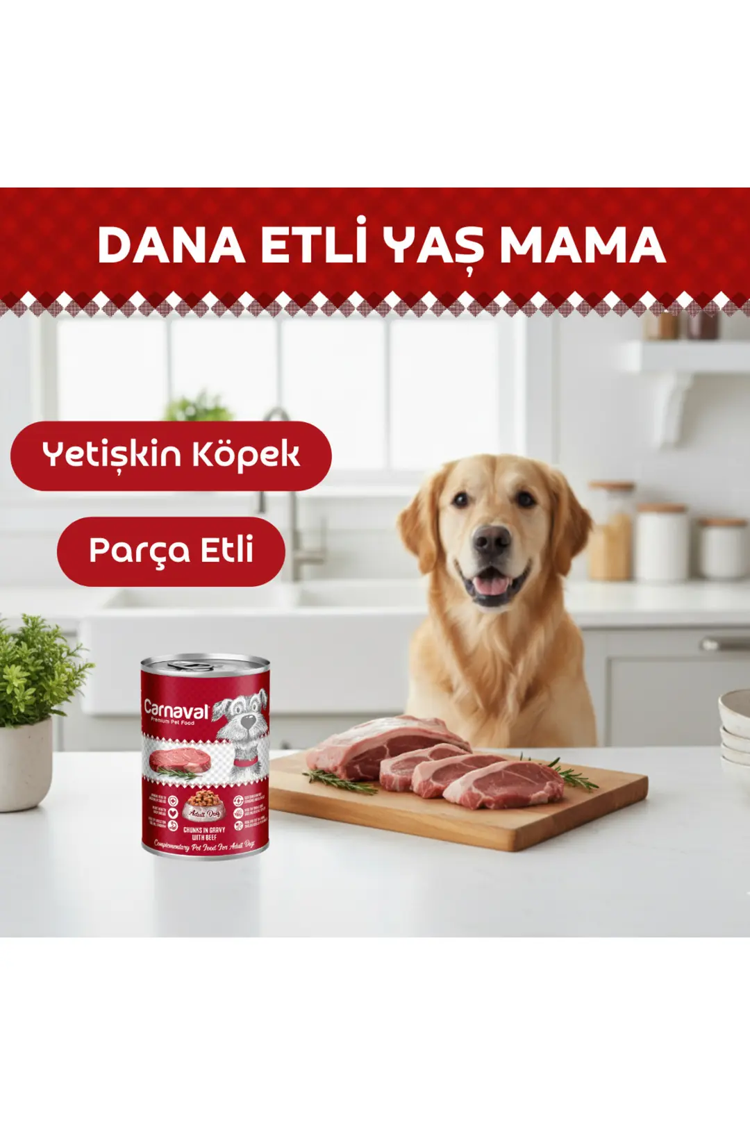Parça Etli Biftekli Köpek Konservesi 400 Gr X 1 Adet