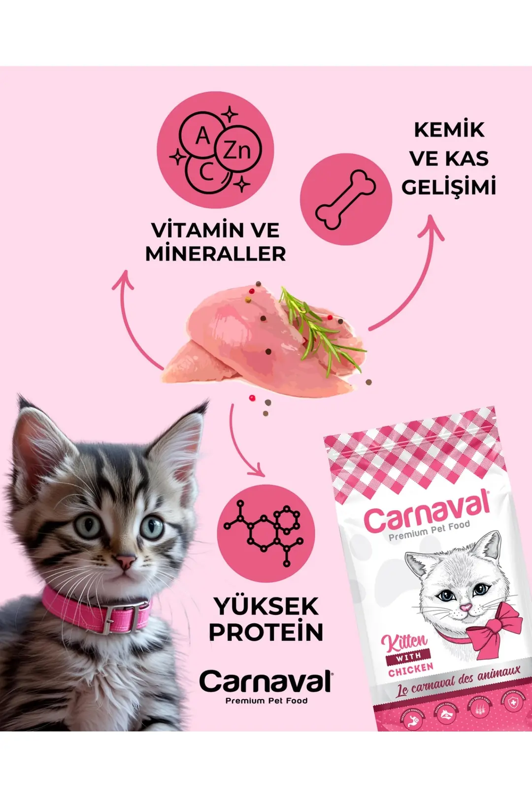 Tavuklu Yavru Kedi Maması 4.5kg (3X1.5KG)