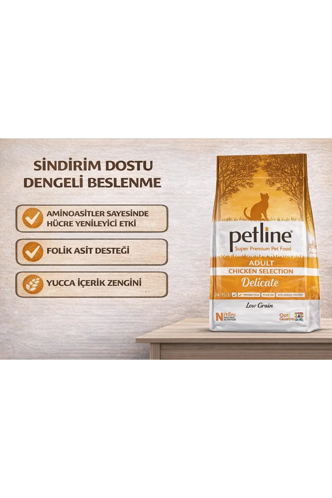 Yüksek Proteinli Ve Dengeli Beslenme Sağlayan Tavuklu Kedi Maması 1.5 kg - Delicate