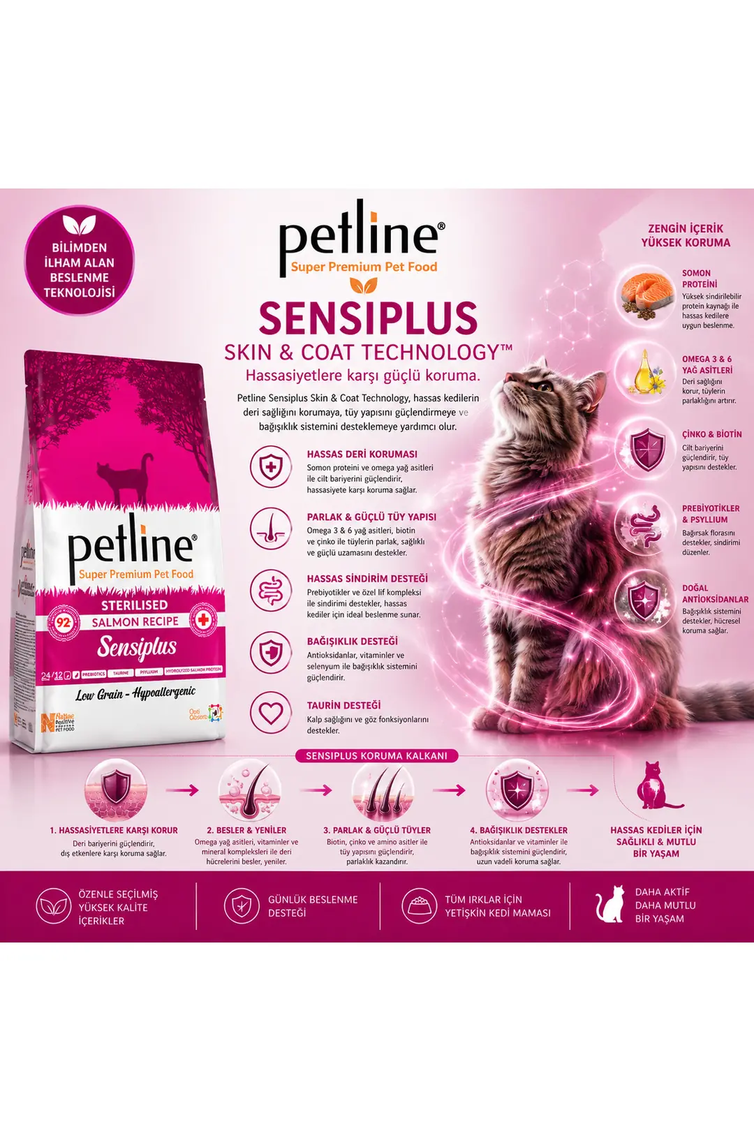 Kısırlaştırılmış Somonlu Yetişkin Kedi Maması 20kg (2 X 10KG) - Sensıplus