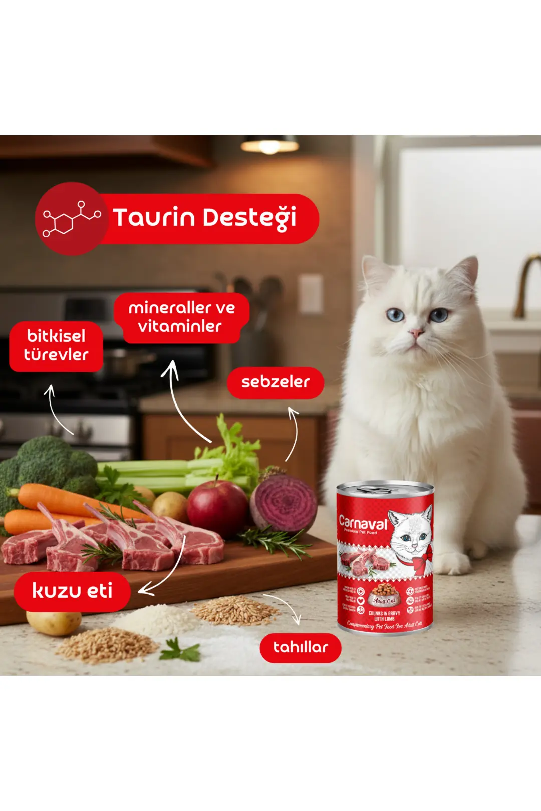Parça Kuzu Etli Kedi Konservesi 400 Gr X 1 Adet