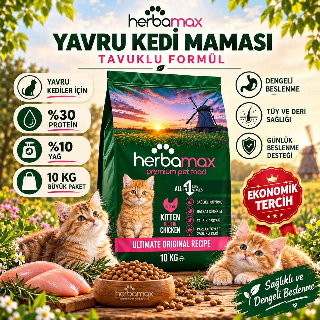 Gelişim Destekleyici Etkisi Ile Tavuklu Yavru Kedi Maması 10kg