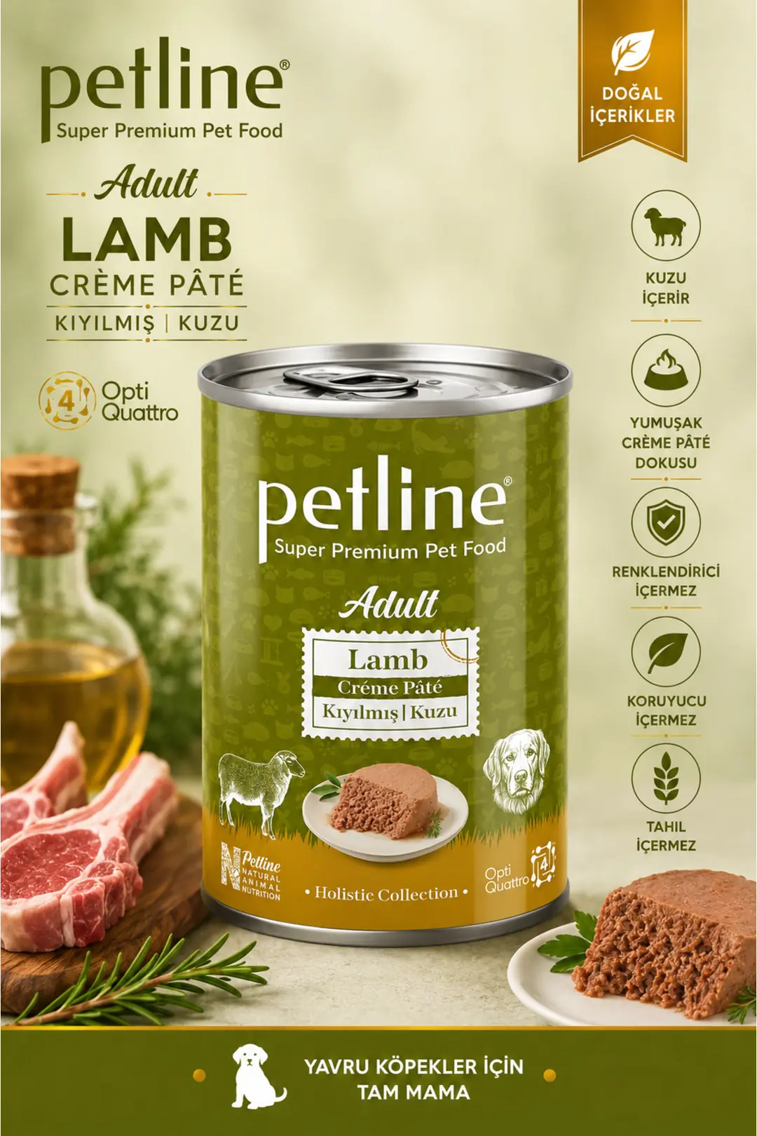 Gold Opti Quattro Nutrition™ Adult Lamb Crème Pâté Kuzulu Yetişkin Köpek Konservesi 395 Gr