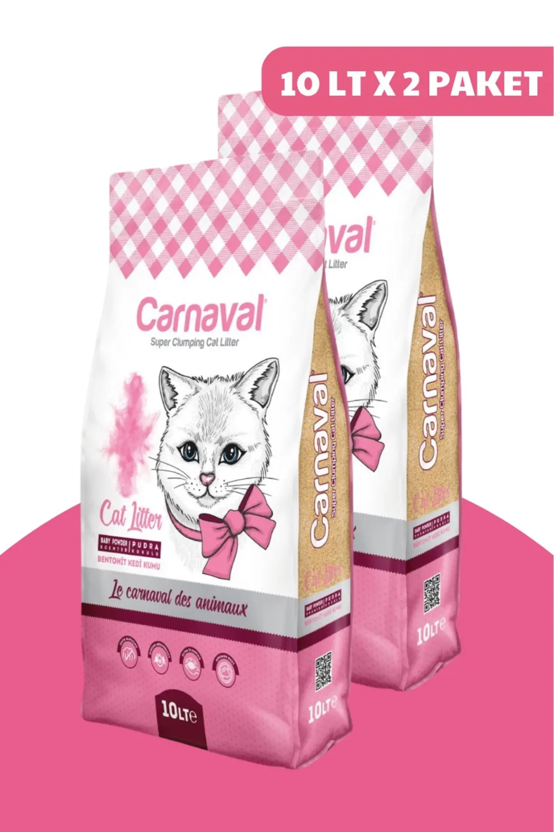 Bentonit Kedi Kumu 10 Lt Pudralı x 2 li paket Toplam 20 Litre