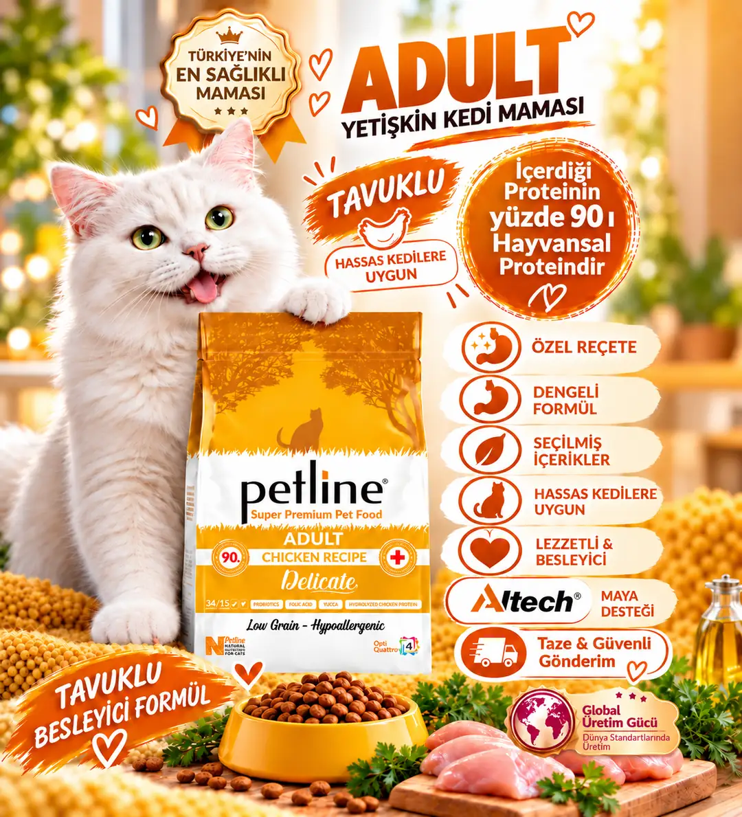 Tavuklu Yetişkin Kedi Maması 20kg (2X10KG) - Delıcate