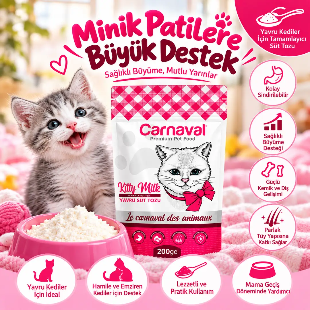 Besleyici Ek Besin Gıda Takviyesi Süt Tozu Premium Cat Yavru Kedi 200 gr
