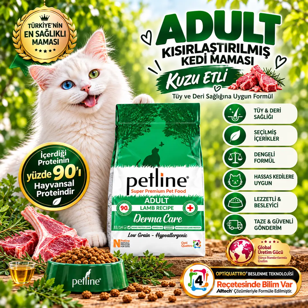 Tüy Ve Deri Sağlığını Destekleyici Hypoallergenic Kuzu Etli Yetişkin Kedi Maması 1,5 Kg
