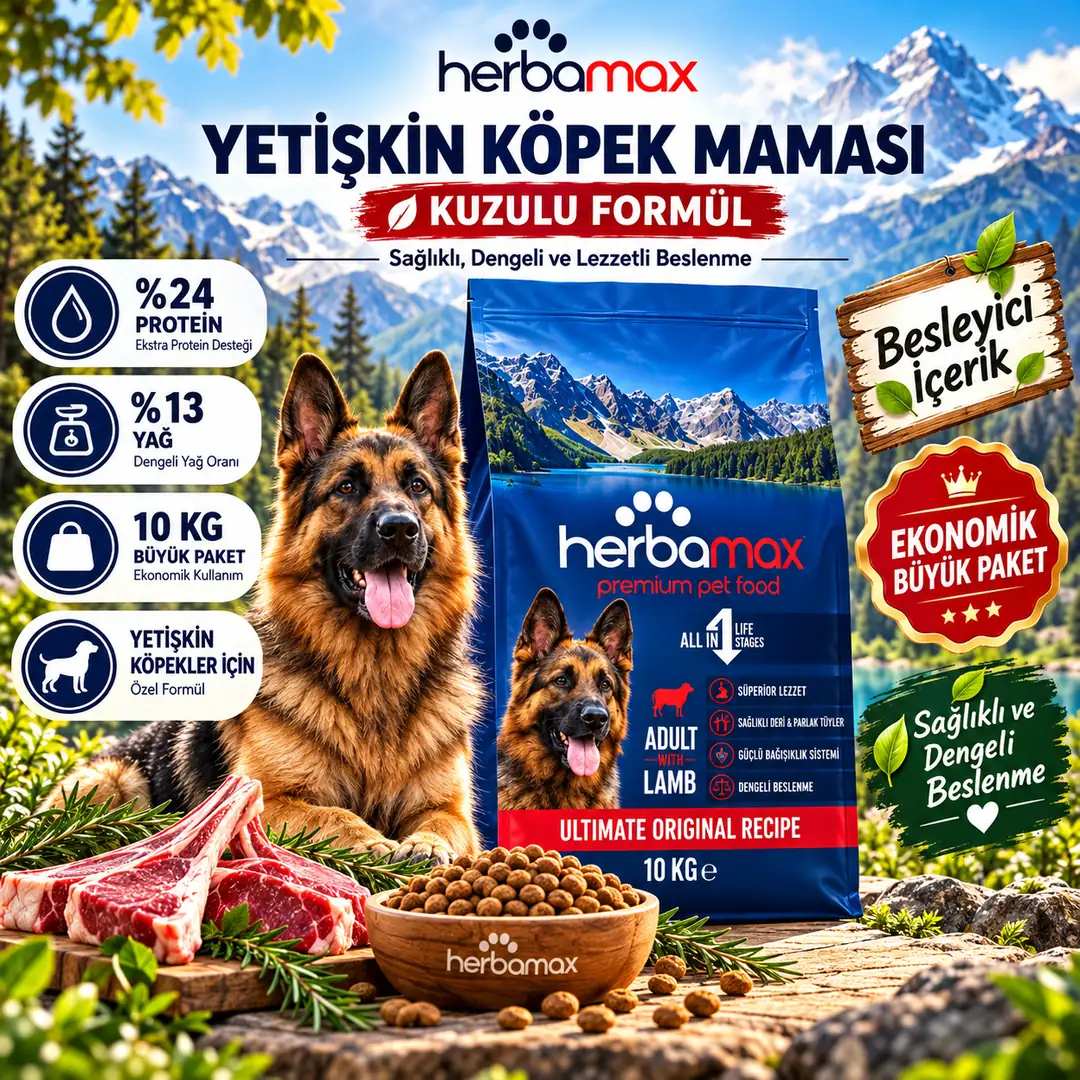 Sindirim Destekleyici- Yetişkin Köpek Maması Kuzu Etli 2x10 Kg Ikili Paket