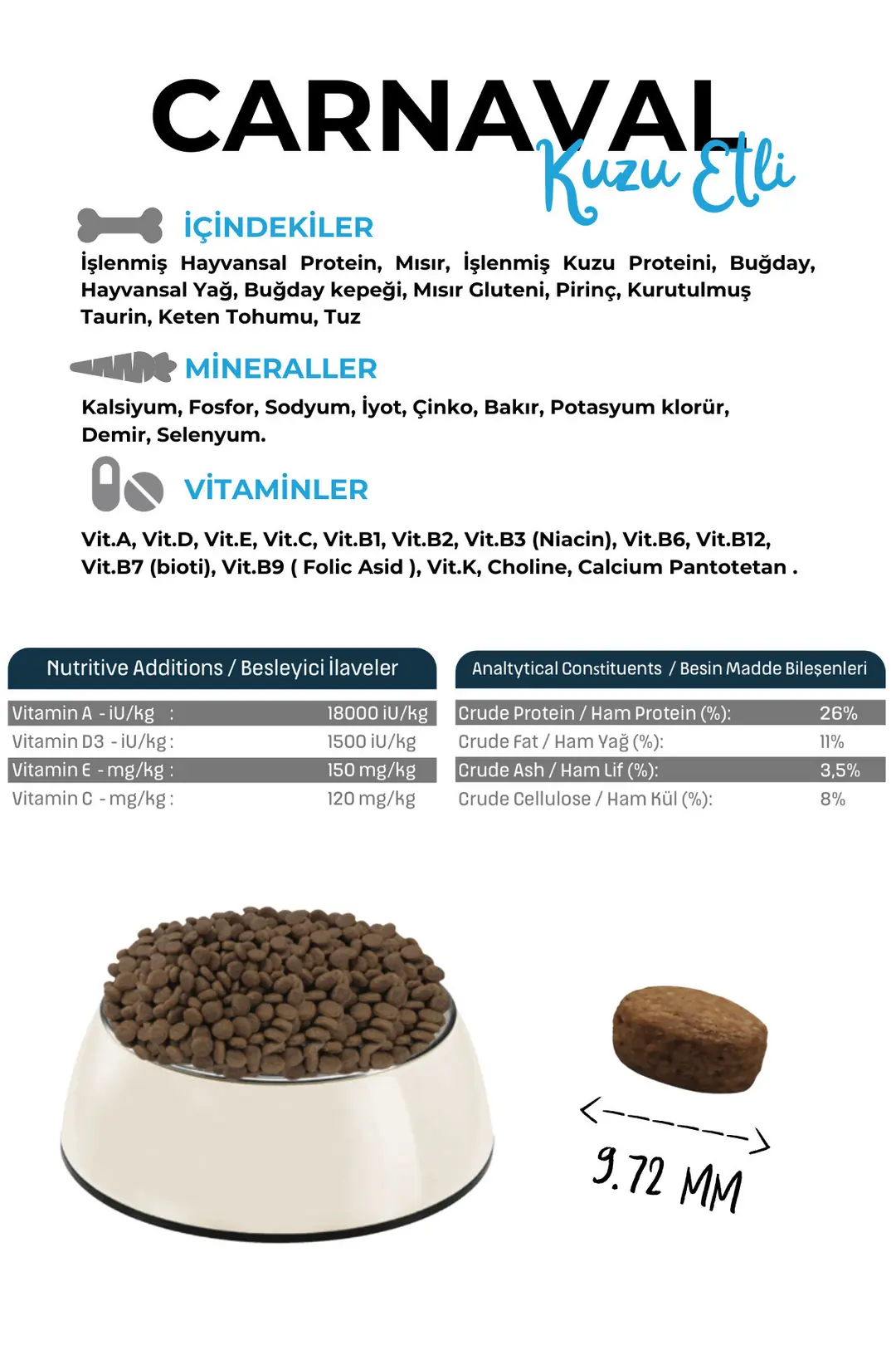 Kuzu Etli Yavru Köpek Maması 3kg