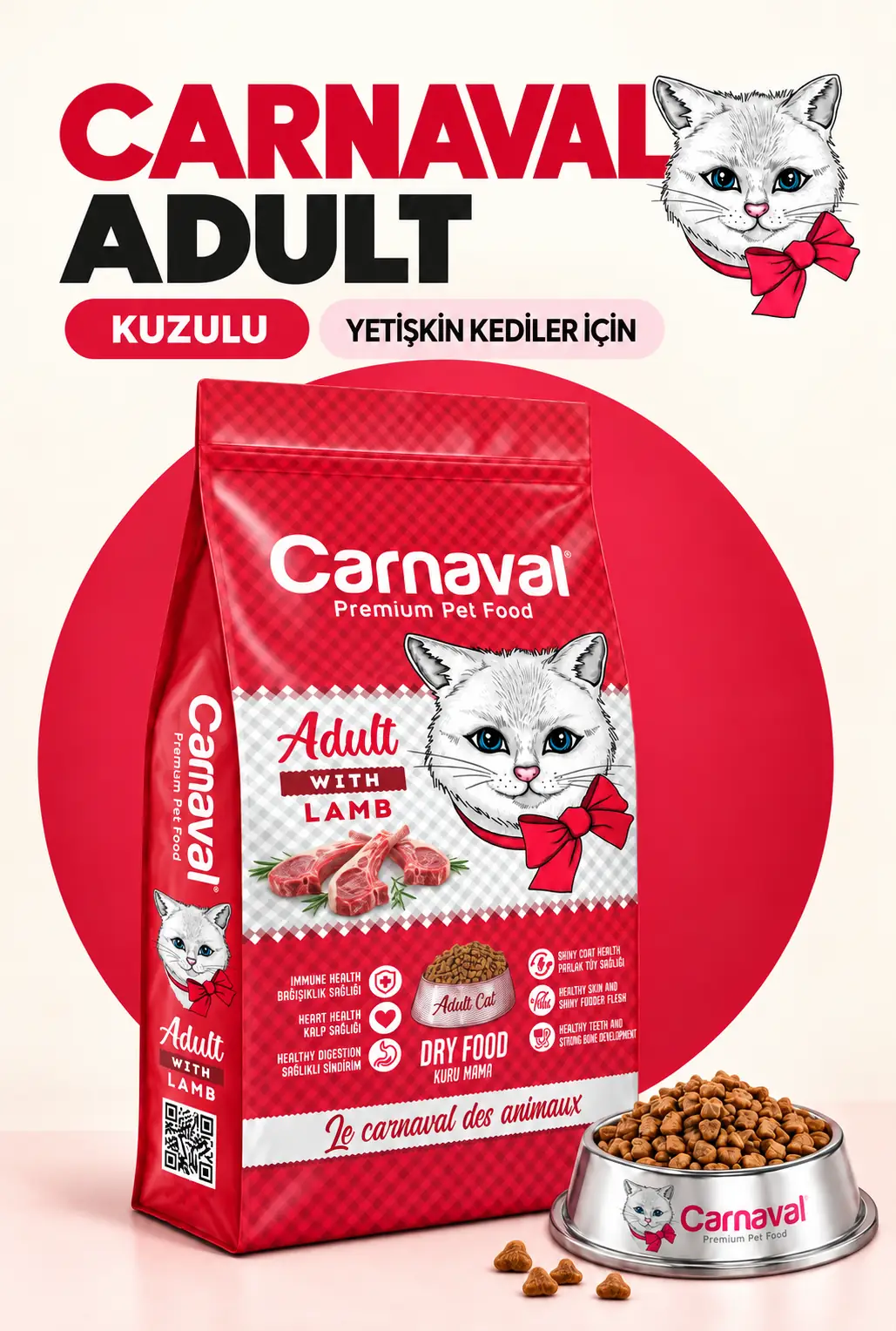 Kuzu Etli Yetişkin Kedi Maması 3kg (2X1.5KG)