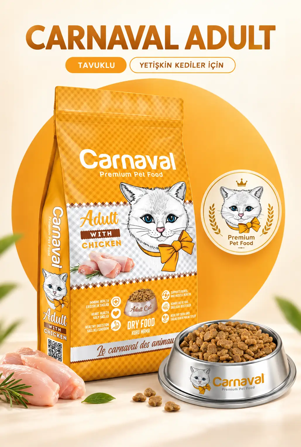 Tavuklu Yetişkin Kedi Maması Tavuklu 4.5kg (3X1.5KG)