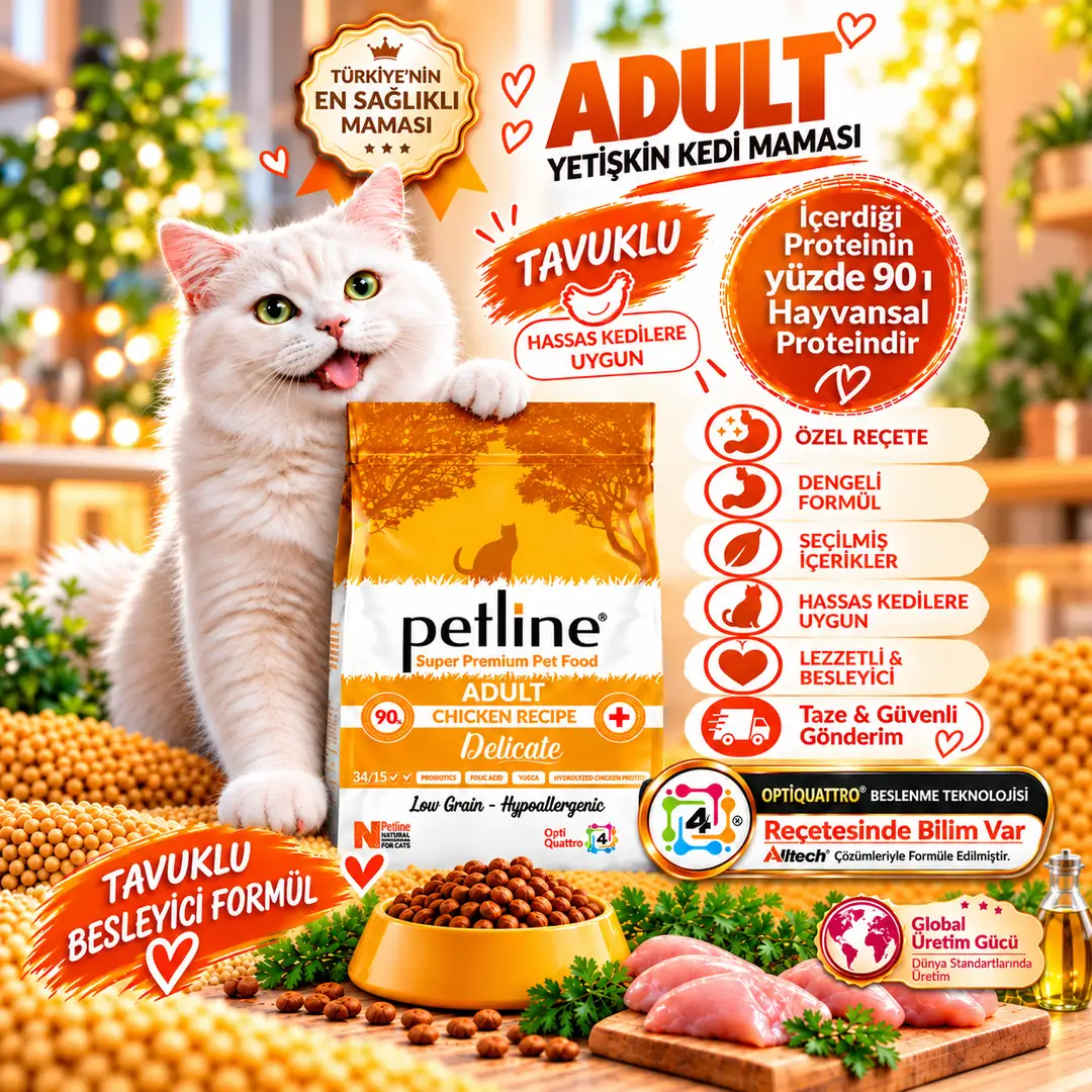 Yüksek Proteinli Ve Dengeli Beslenme Sağlayan Tavuklu Kedi Maması 10kg - Delicate