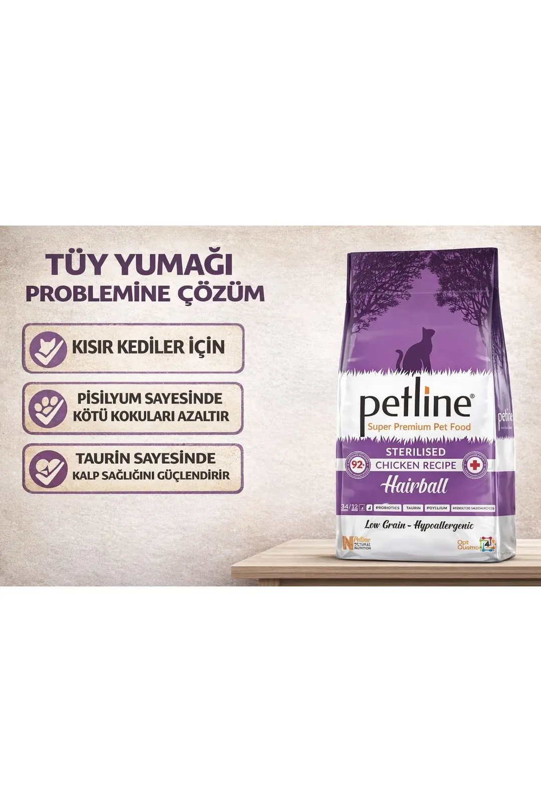 Tüy Yumağı Önleyici Kısır Kedi Maması 6 Kg Tavuklu ve Diyet Destekli