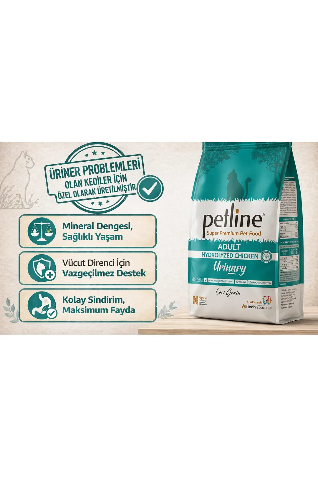 Urinary Mineral Seviyesi Azaltılmış, Böbrek Dostu Kedi Maması 3kg ( 2 X 1,5kg)