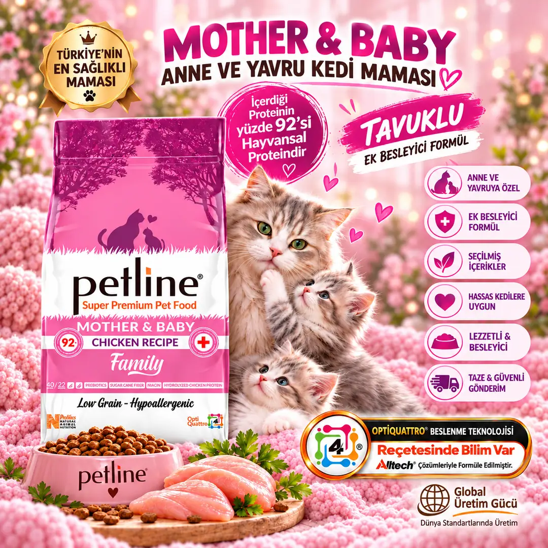 Anne Ve Yavrulara Özel Besleyici Ürün Tavuklu Kedi Maması 3kg (2 X 1,5KG) - Family