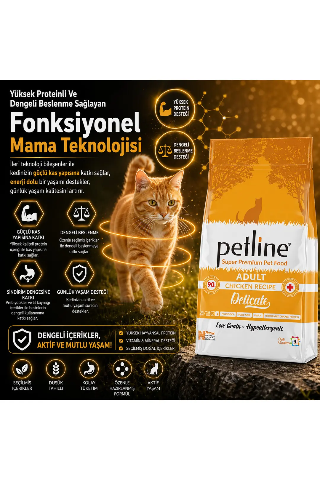 Yüksek Proteinli Ve Dengeli Beslenme Sağlayan Tavuklu Kedi Maması 10kg - Delicate