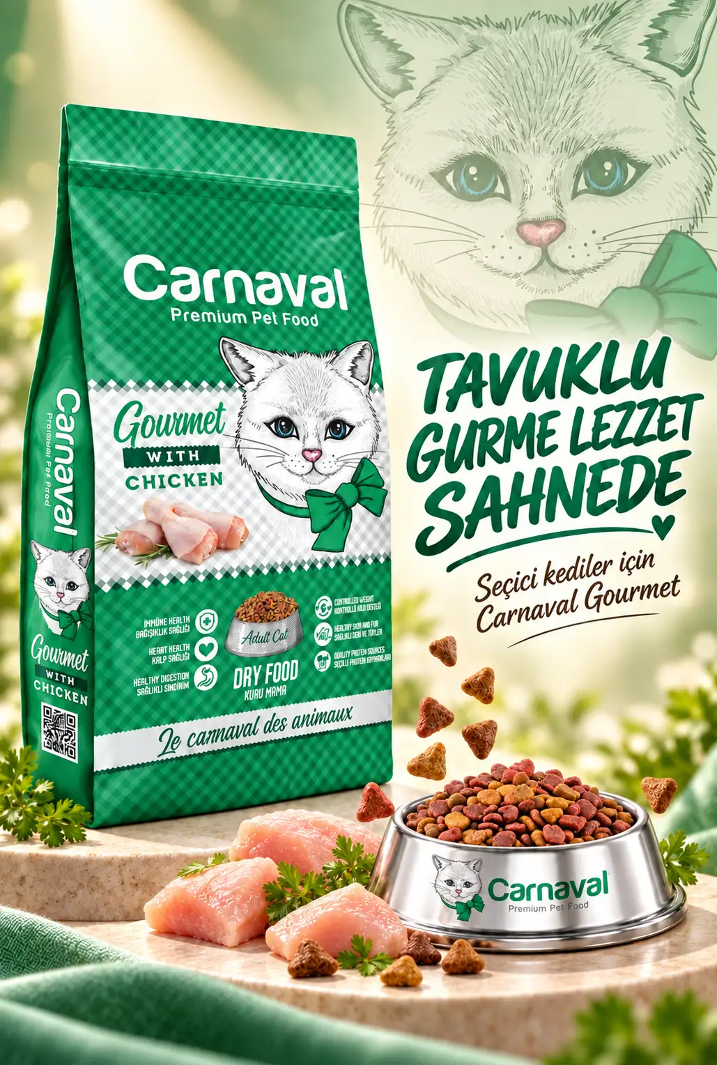 Gourmet Tavuklu Ve Sebzeli Yetişkin Kedi Maması 3kg (2X1.5KG)