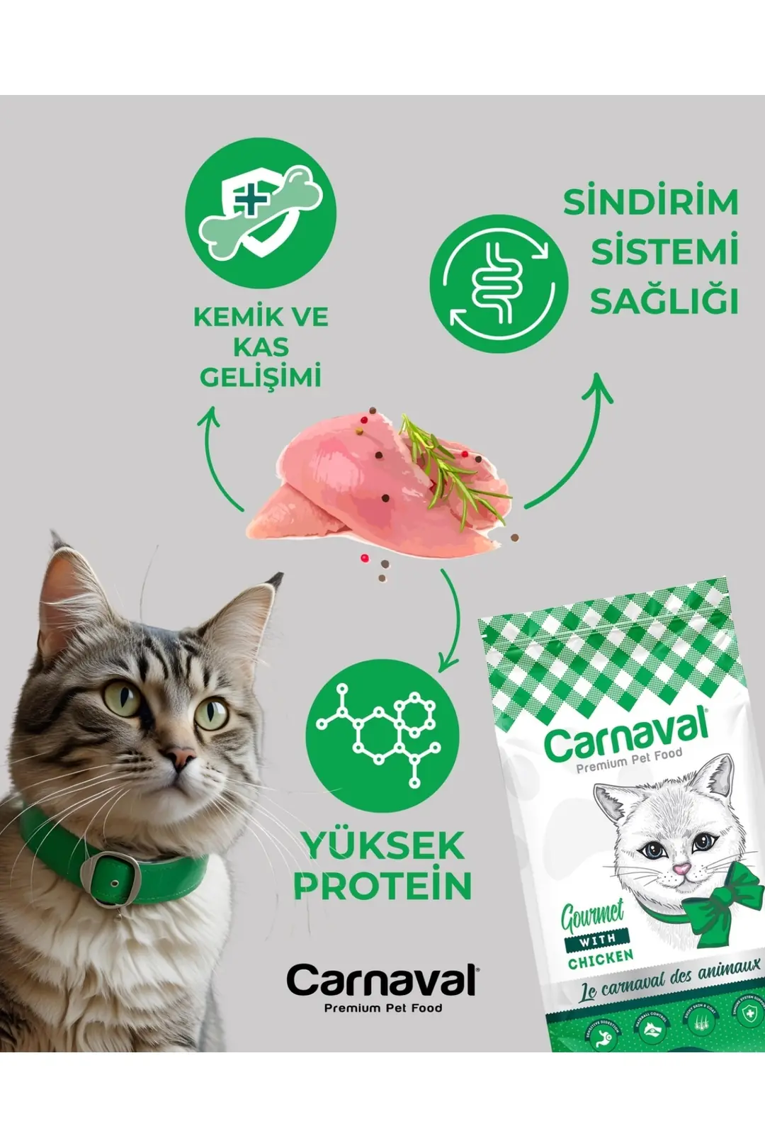 Gourmet Tavuklu Ve Sebzeli Yetişkin Kedi Maması 15kg