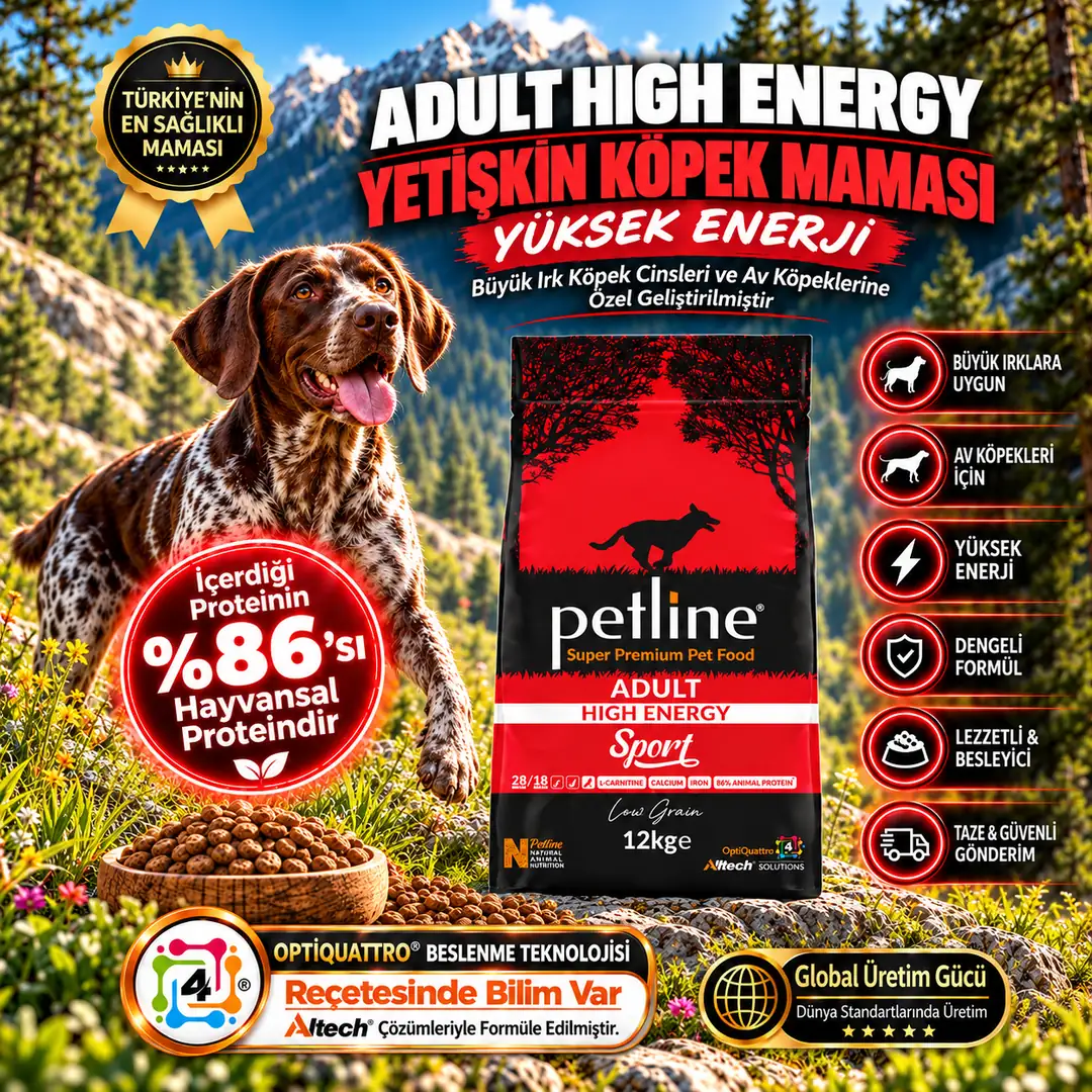 Av Köpekleri Ve Büyük Irk Köpeklere Özel Sport Kuzu Etli Köpek Maması Yüksek Enerji 12kg