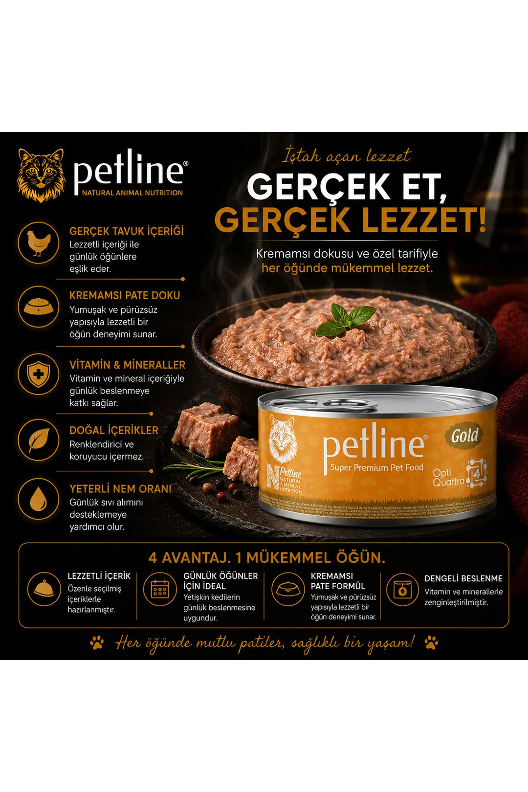 Gold Opti Quattro Nutrition™ Chicken Crème Pâté 85 Gr "8 Adet gönderilmektedir"